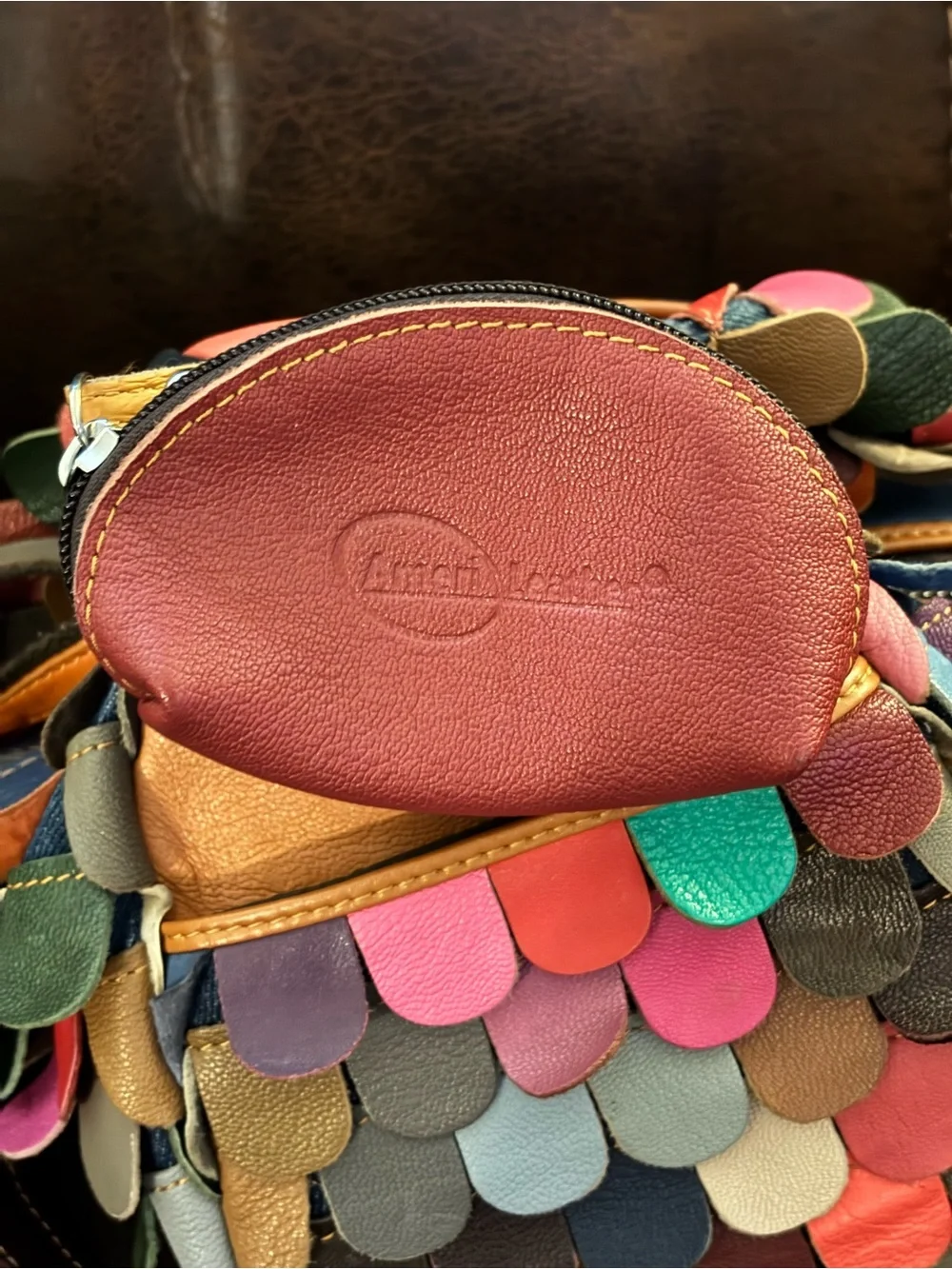 AmeriLeather Feesh Rainbow Leather Mini Shoulder Crossbody Bag